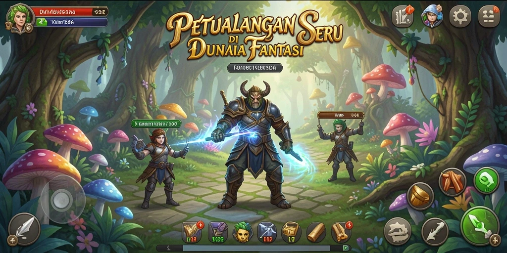 Screenshot menampilkan pertarungan seru dalam DMD686 dengan grafik RPG yang menarik.