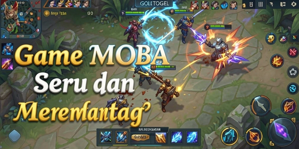 Tampilan seru dari gameplay GOLTOGEL dalam pertempuran MOBA.