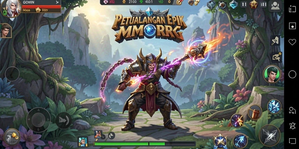 Screenshot GOWIN menampilkan aksi seru dalam pertempuran MMORPG.